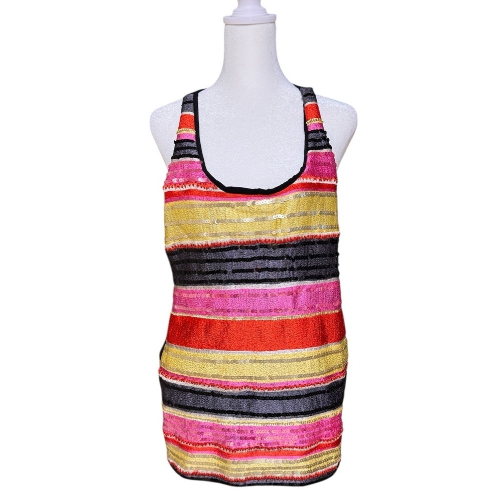 Josie Natori NATORIOUS $695 Sequin Embellished Racerback Top NWT